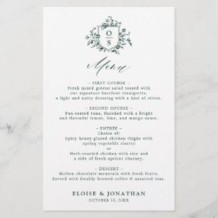 Emerald Greenery Vintage Menu de Casamento Botânic