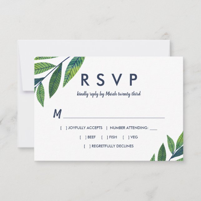 Emerald Greenery Wedding RSVP (Frente)