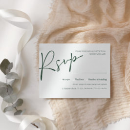 Emerald Modern Script WEDDING RSVP MEAL CHOICE