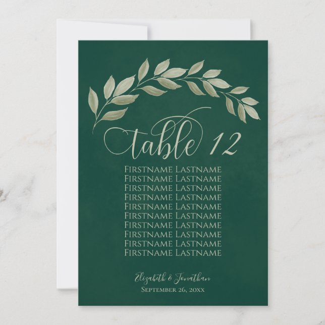 Emerald & Sage deixa o número da tabela com nomes (Frente)