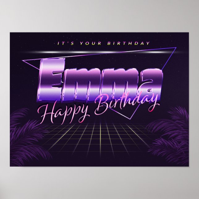 Emma Name Vorname lila retro Poster Geburtstag (Frente)
