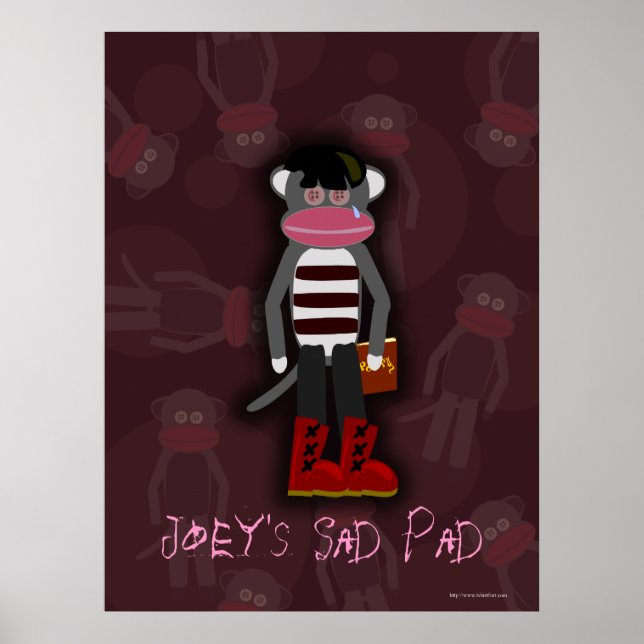 Emo Sock Monkey Character Customizable Poster (Frente)