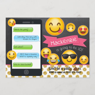 Emoji Chalkboard Glitter - Convites de Aniversário