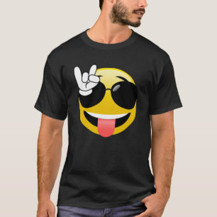 Emoji com a rocha no t-shirt das mãos