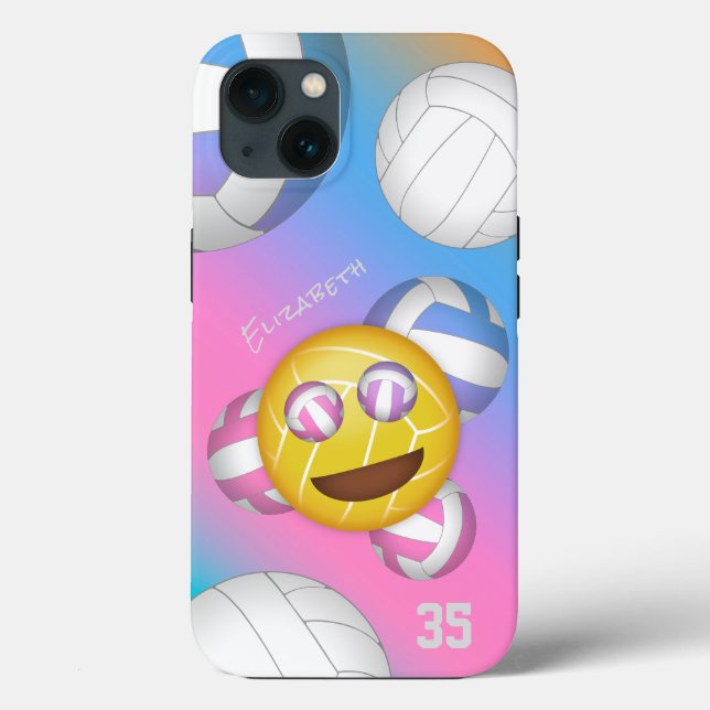 emoji de volei feminino colorido (Verso)
