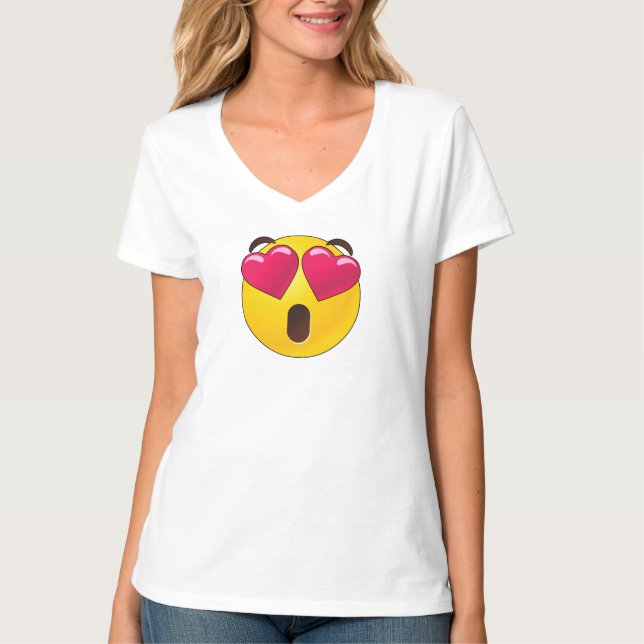 Emoji Heart Eyes Namorados T-Shirt (Frente)