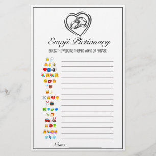 Emoji Pictionary Bridal Game Moderno Minimalista