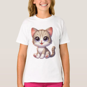 emoshon Cat T-Shirt para raparigas e mulheres