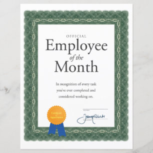 Empregado do certificado do mês