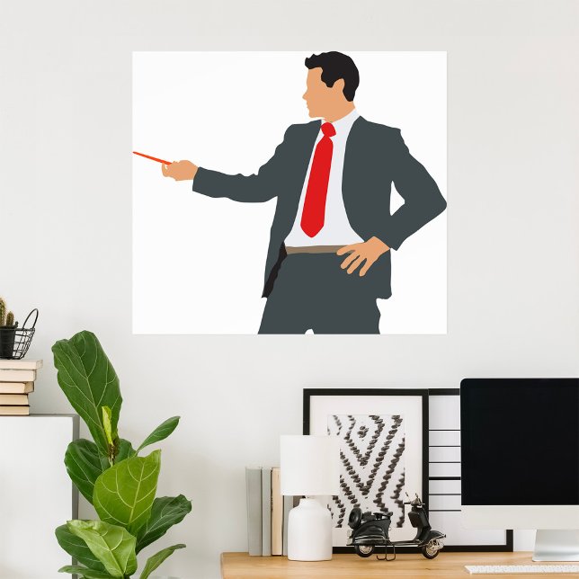 Empresário Com Ponteiro Num Poster De Fato (Criador carregado)
