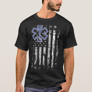 Emt Camisa Esbranquiçada Paramédica Ems Linha Bran