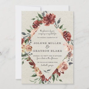 Enamorarse   Convite de Casamento Floral Rústico
