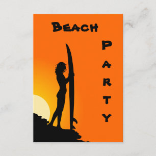 Encalhe convites de festas, surfista, laranja e