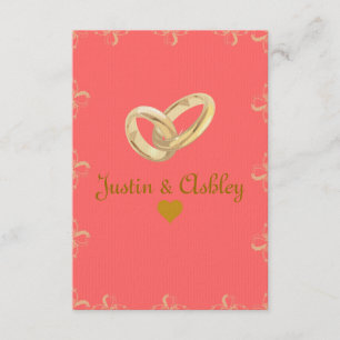 Encantador Coral e Dourado Convite para Casamento