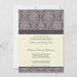 Encantador Damask 5x7 Convite Para Casamento: amei