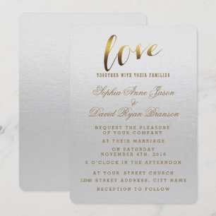 Encantadora Cinza Gold Foil Grunge Convite para Ca