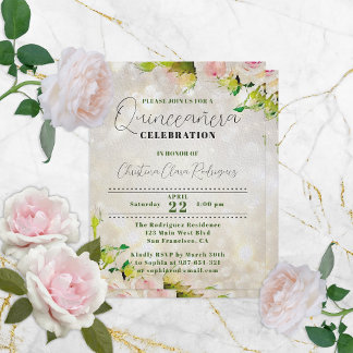 Encantadora Rosas de Aquañera Convite Quinceañera