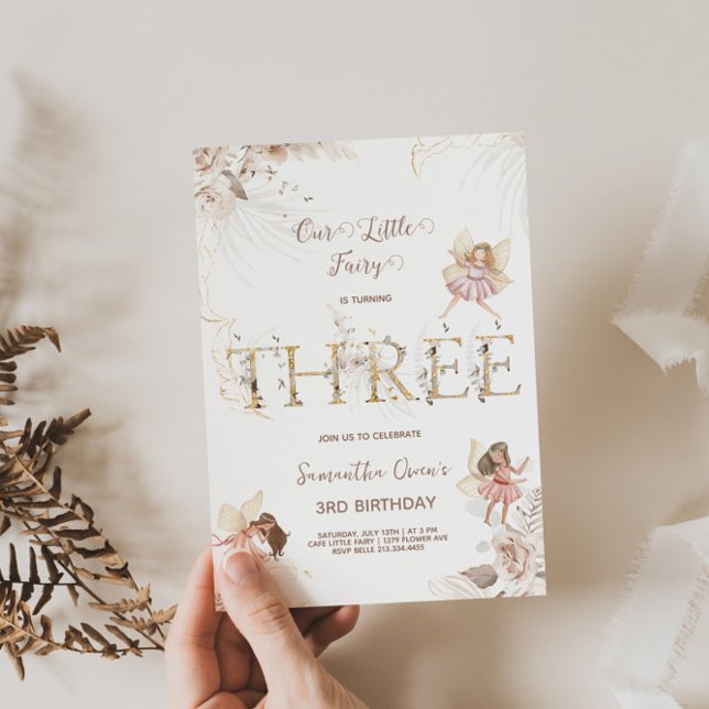 Encantando Fadas aniversário de 3 anos Convite (Criador carregado)