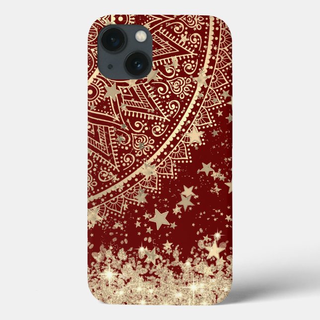 Encantando Mandala com Douradas estrelas em vermel (Verso)