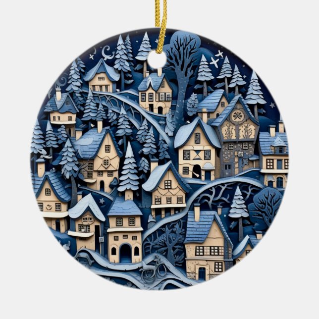 Encantando Ornamento da Aldeia de Natal (Frente)