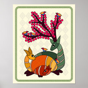 Encantando Stag: Madhubani Art Poster