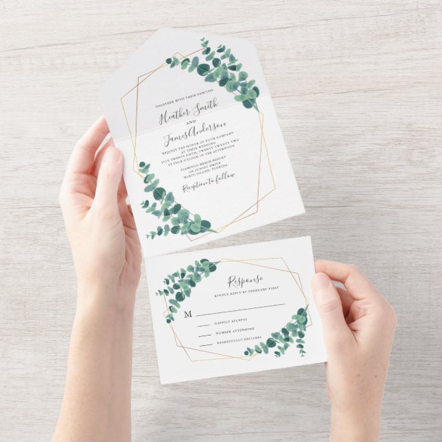 Encantável Casamento Geométrico Eucalyptus (Aba destacável)