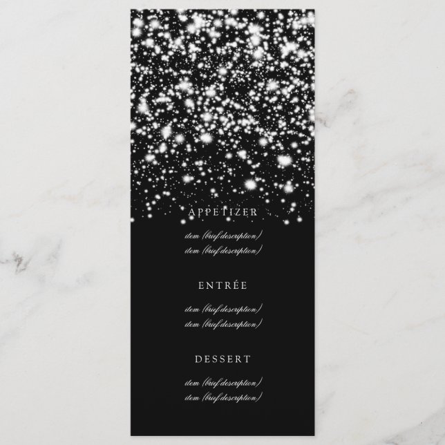 Encanto da meia-noite da prata elegante do menu do (Frente)