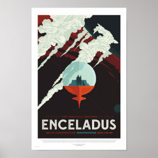 Enceladus - Poster de viagens retrô da NASA