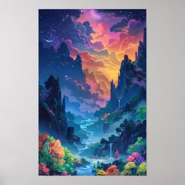 Enchanting Fantasy Landscape Illustration Poster (Frente)