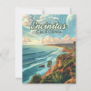 Encinitas California San Diego Beach Vintage Card