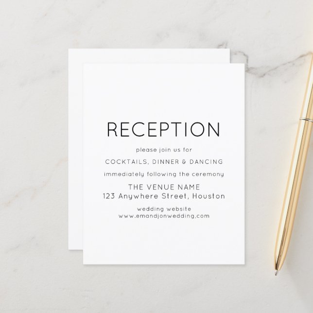 Encl De Casamento Branco Preto De Recepção Simples (Frente/Verso In Situ)