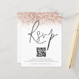 Encl RSVP de Casamento de Código QR de Rosa Dourad
