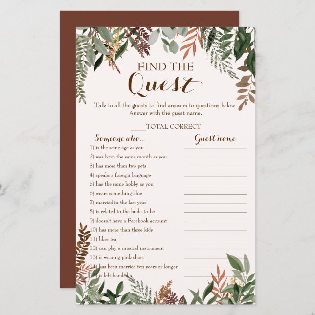 Encontre o Chá de panela А Jogo Convidado (Frente/Verso)