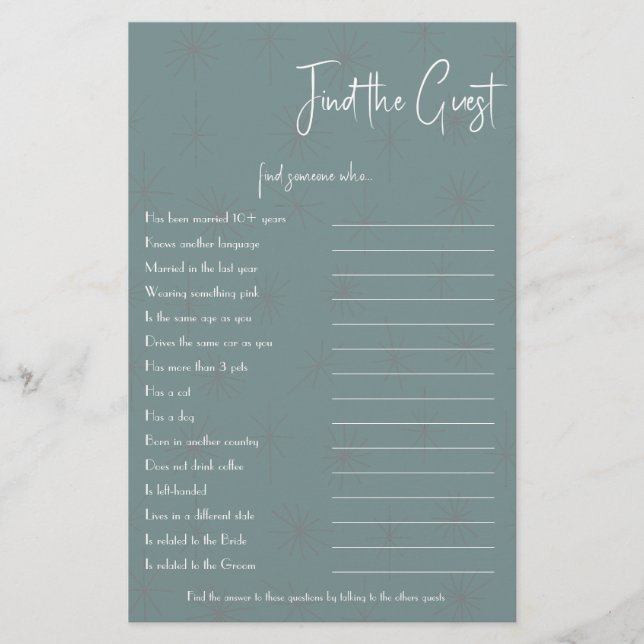 Encontre o folheto do cartão de jogo convidado (Frente)