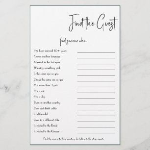 Encontre o folheto do cartão de jogo do convidado