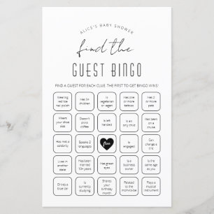 Encontre o Jogo de Bingo de Bebê para Convidados C