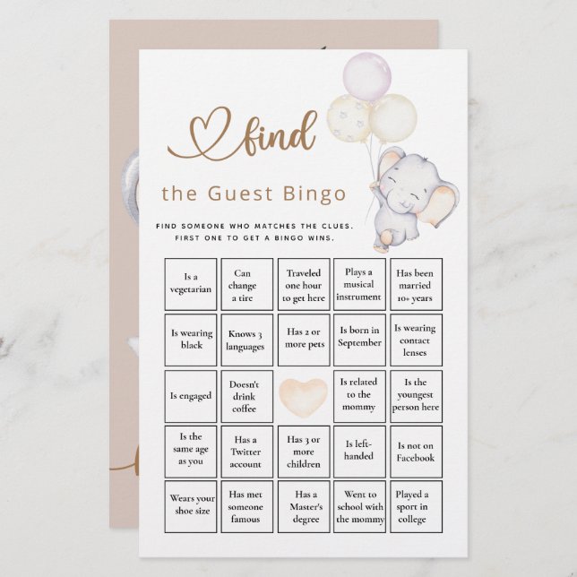 Encontre o jogo de elefante e flores da garota de  (Frente/Verso)