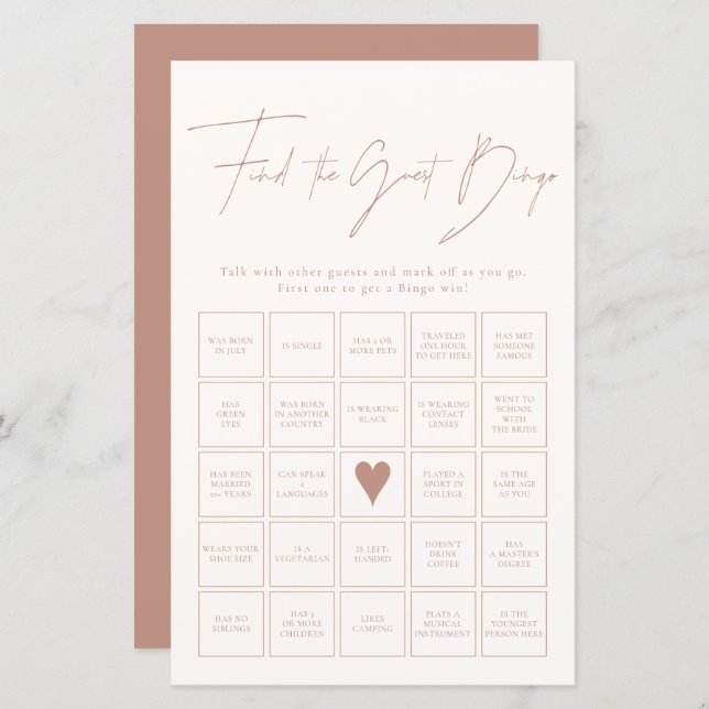 Encontre o Jogo do Chá de panela Rosa Bingo Blush  (Frente/Verso)