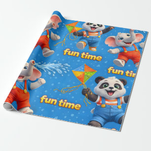 Encontre papel de embrulho premium de panda e elef