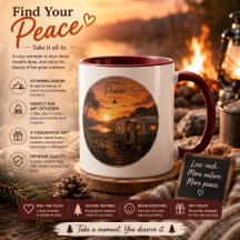 Encontre Sua Paz Caneca Camper do Pôr do Sol Rústi