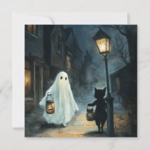 Encontro de Ghost e Gato do Halloween