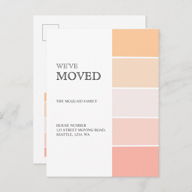 Endereço da nova casa rosa pêssego anúncio (Frente/Verso)