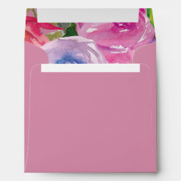 Endereço de Devolução Floral em Aquarela Roxo Rosa