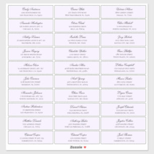 Endereço de nomes de hóspedes roxos. Etiqueta de e