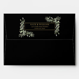 Endereço de Retorno Aquarela Verde Preto e Dourado