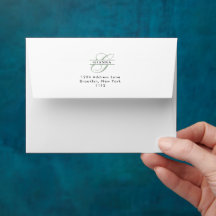 Endereço Monograma Dividido em Caligrafia Verde El