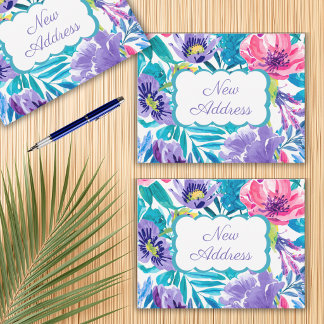Endereço Novo Floral Colorido em Aquarela Mudamos
