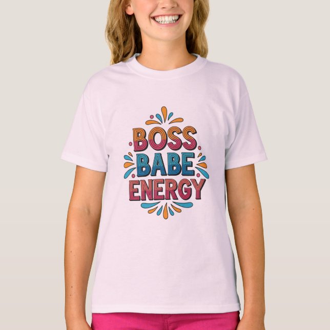 Energia de Boss Babe – Camiseta Pink Power (Frente)