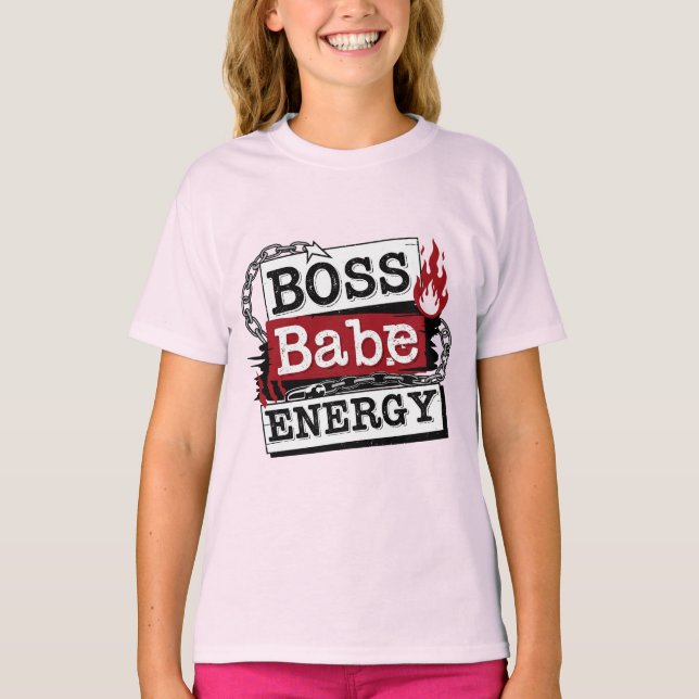Energia de Chefe Babe – Camiseta Rosa Poderosa (Frente)