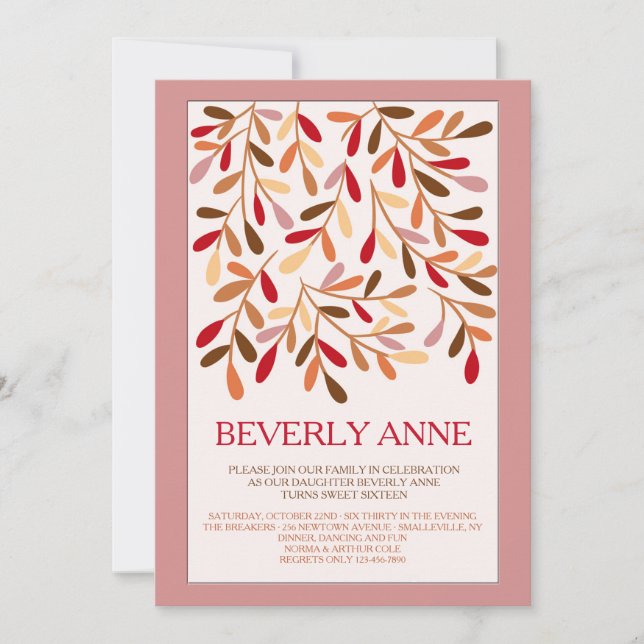 Ênfase Deixa 16 Doce Convite (Frente)